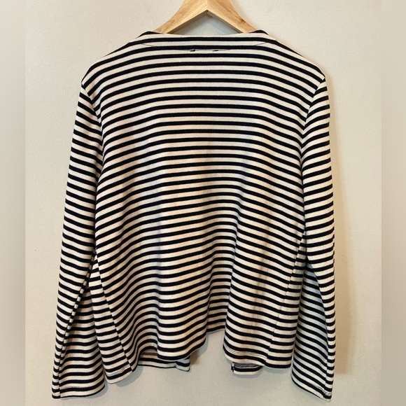 Jane and Delancey Open Front Navy/Ivory Striped Cardigan, Size Large - Picture 7 of 10